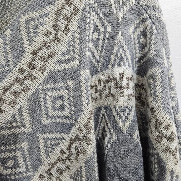 Boho Geometric Blu Pepper Fringe Short-Sleeved Womens Shawl Cardigan.  Size M. - Picture 4 of 5